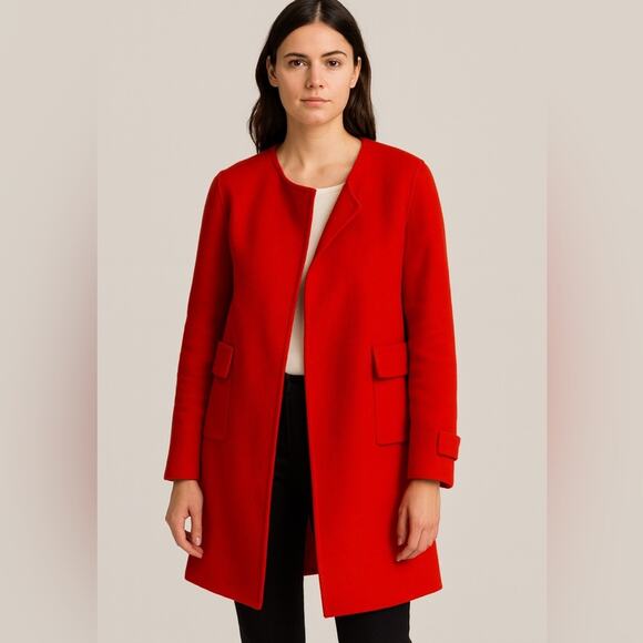 ZARA Woman Handmade Red Wool Blend Coat – Size M - Picture 1 of 11